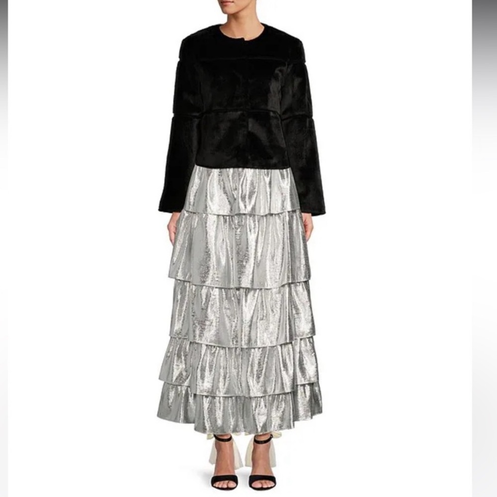 Antonio Melani x Born on Fifth Aurelia Metallic Tiered Ruffle Skirt - Picture 4 of 12